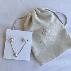 Kendra Scott Gold and Pearl Necklace and Earrings Set
